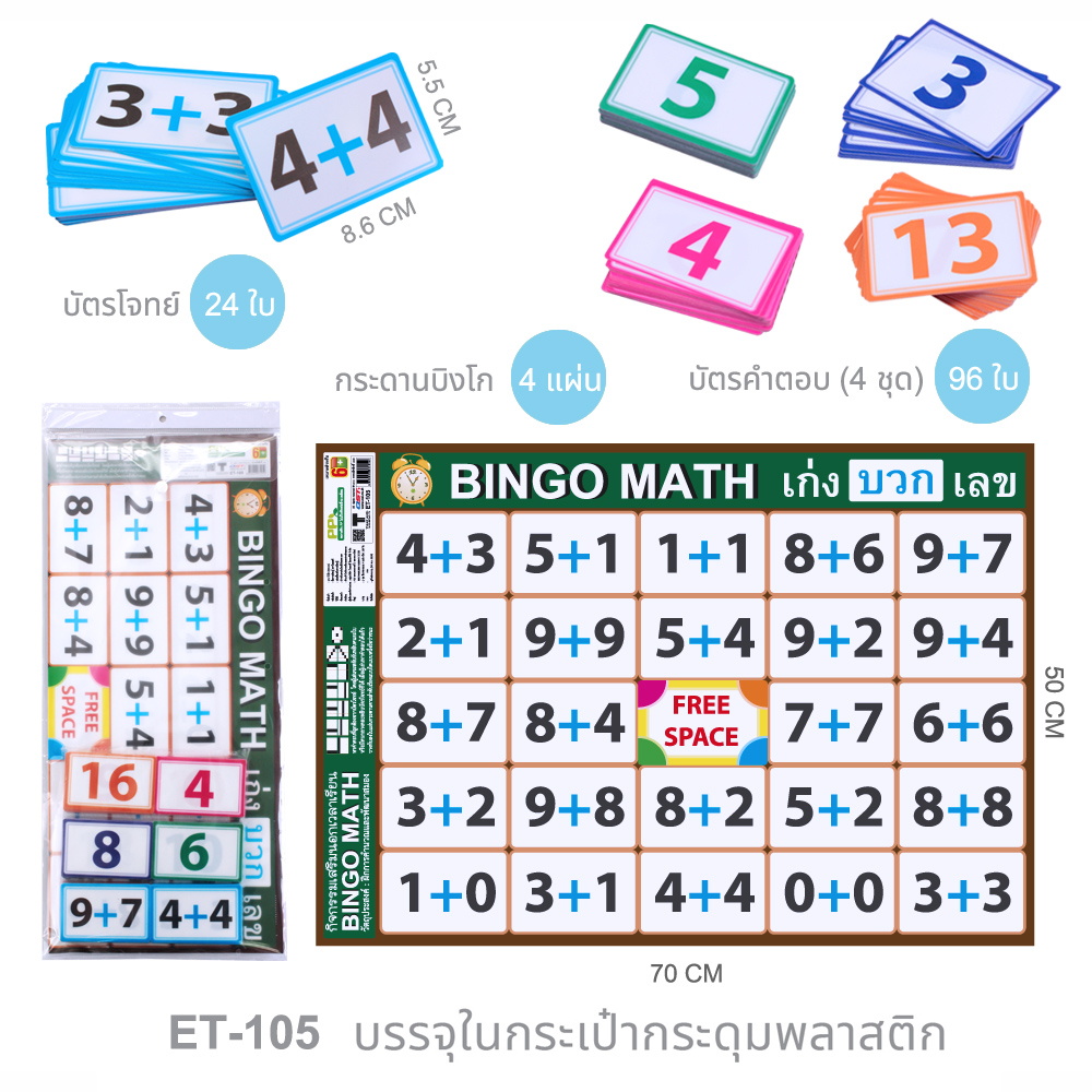 ชุดเกมบิงโก คณิตศาสตร์ ชุดบวก ET-105