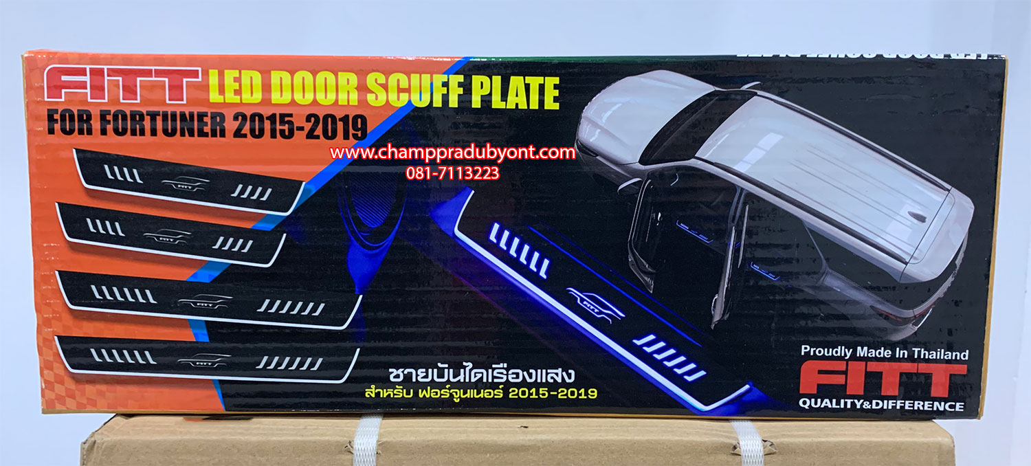 ชายบันไดสแตนเลสมีไฟ MITSUBISHI PAJERO SPORT 2015-2020 แสงสีฟ้า FITT