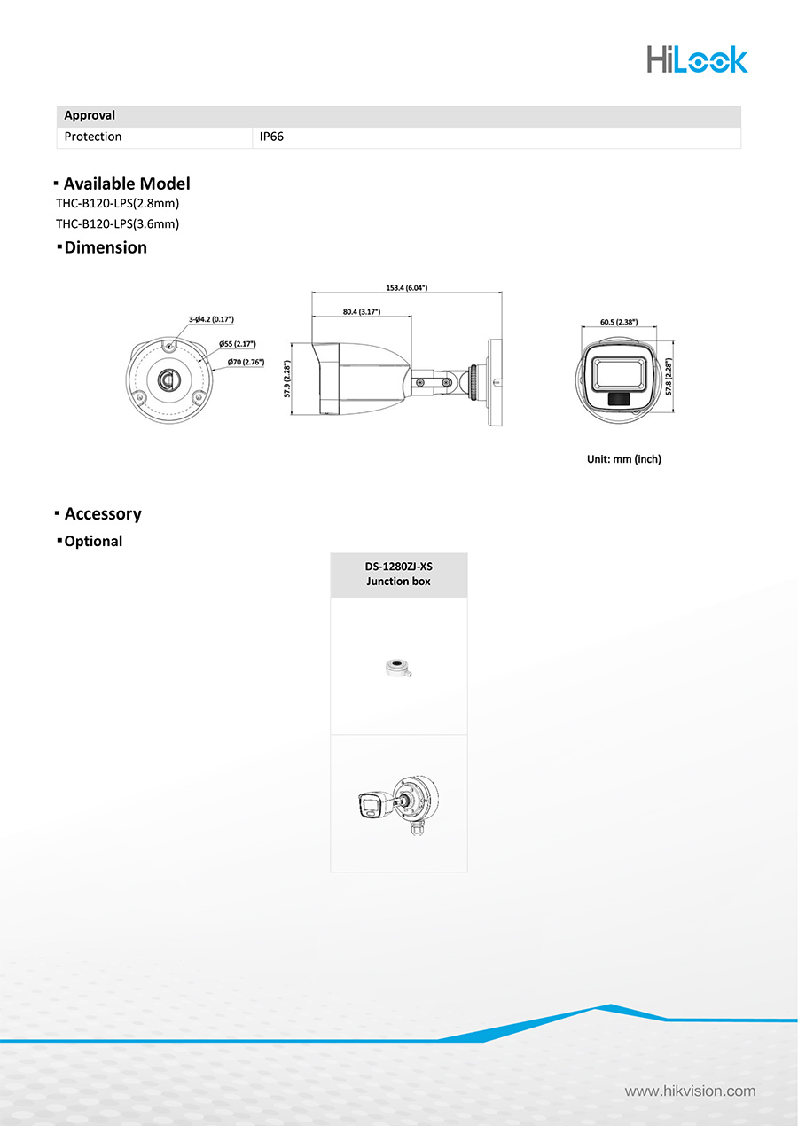 HILOOK THC-B120-LPS กล้องวงจรปิด HD 2MP DUAL LIGHT มีไมค์ในตัว Plastic Body BY BILLIONAIRE SECURETECH THC-B120-LPS