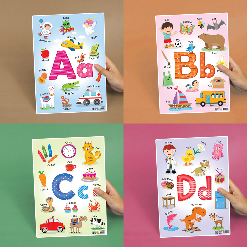โปสเตอร์ความรู้ บัตรคำ ชุดคำศัพท์ภาษาอังกฤษ A B C D