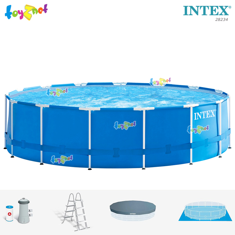 Intex Metal Frame Pool Set 15ft w/Cartr. Filter Pump (4.57x1.07 cm) no.28234