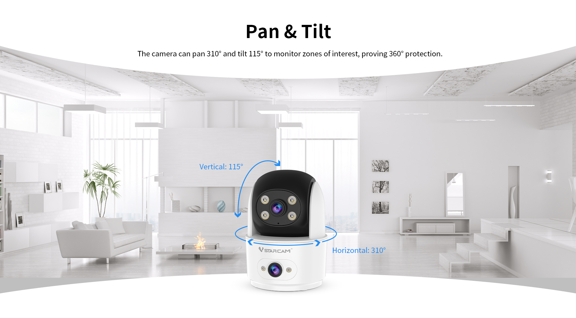 Vstarcam CS996DR กล้องวงจรปิดระบบ IP WIFI 2 MP กล้องเลนส์คู่ (Dual Len) Smart Color Night Vision มีไมค์และลำโพงในตัว BY BILLIONAIRE SECURETECH CS996DR