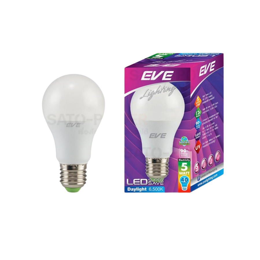 ์NS/ หลอดแอลอีดี อีฟ ไลท์ติ้ง LED รุ่น A60 7W ขั้วE27 แสงสีหลือง วอร์มไวท์ Warmwhite 3000 | LED Bulb