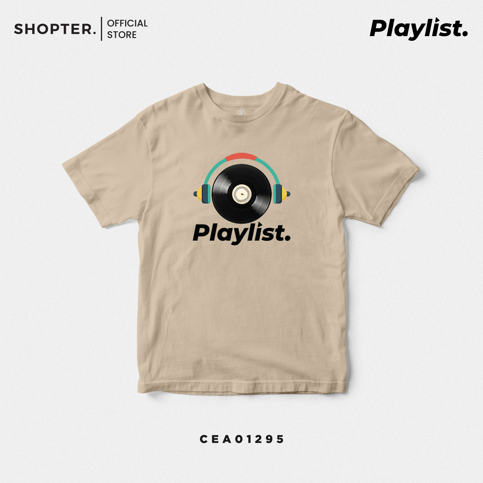 เสื้อยืด พิมพ์ลาย แผ่นเสียง สีดำ-ขาว รหัส CEA01294-CEA01295 #playlist