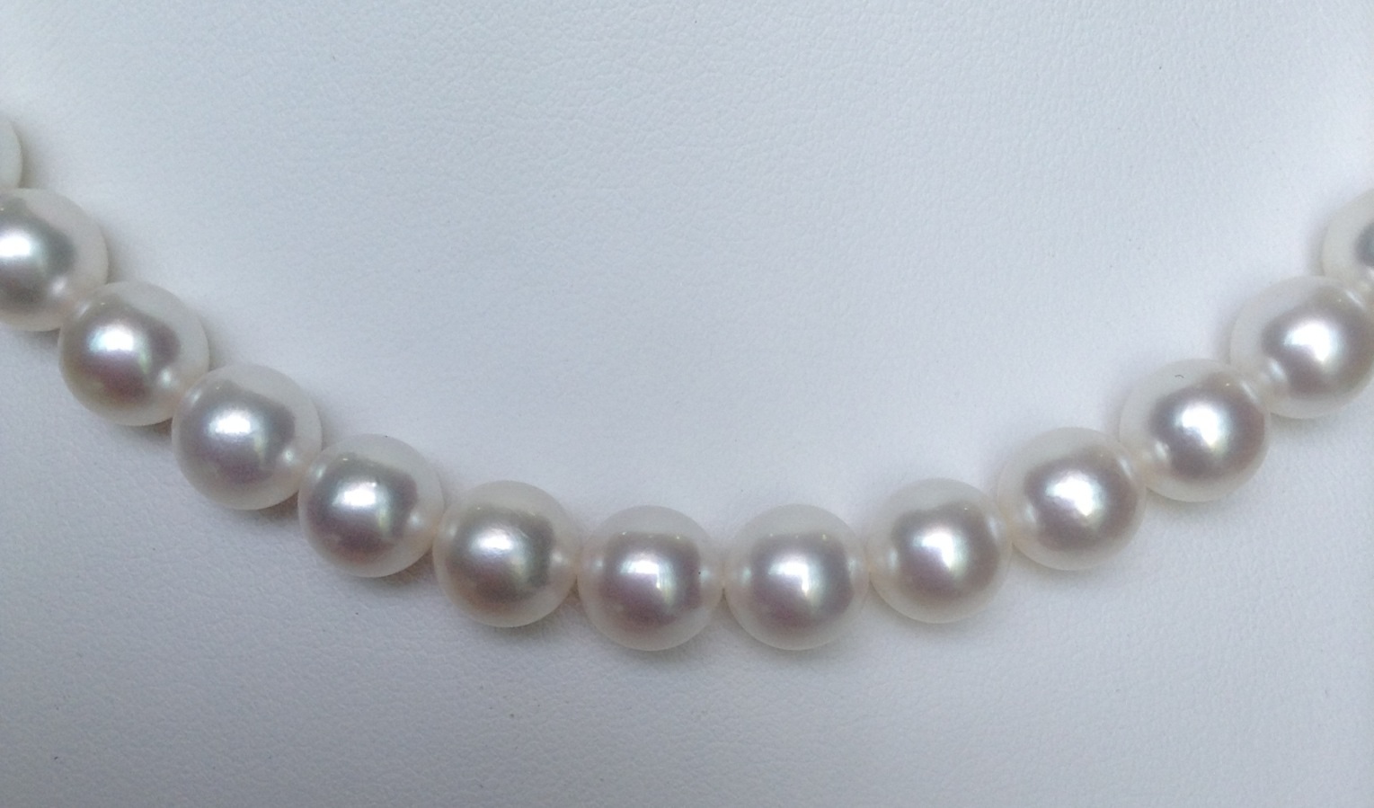 สร้อยคอไข่มุกอโกย่า ญี่ปุ่น 8.0-8.5 มิล กลม สีขาว, AAA