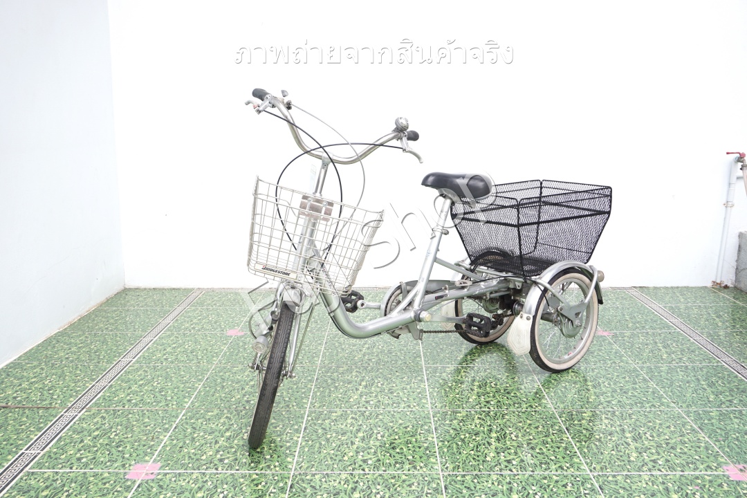 จักรยานสามล้อญี่ปุ่น - ล้อ 18/16 นิ้ว - มีเกียร์ - อลูมิเนียม - Bridgestone - สีเงิน [จักรยานมือสอง]