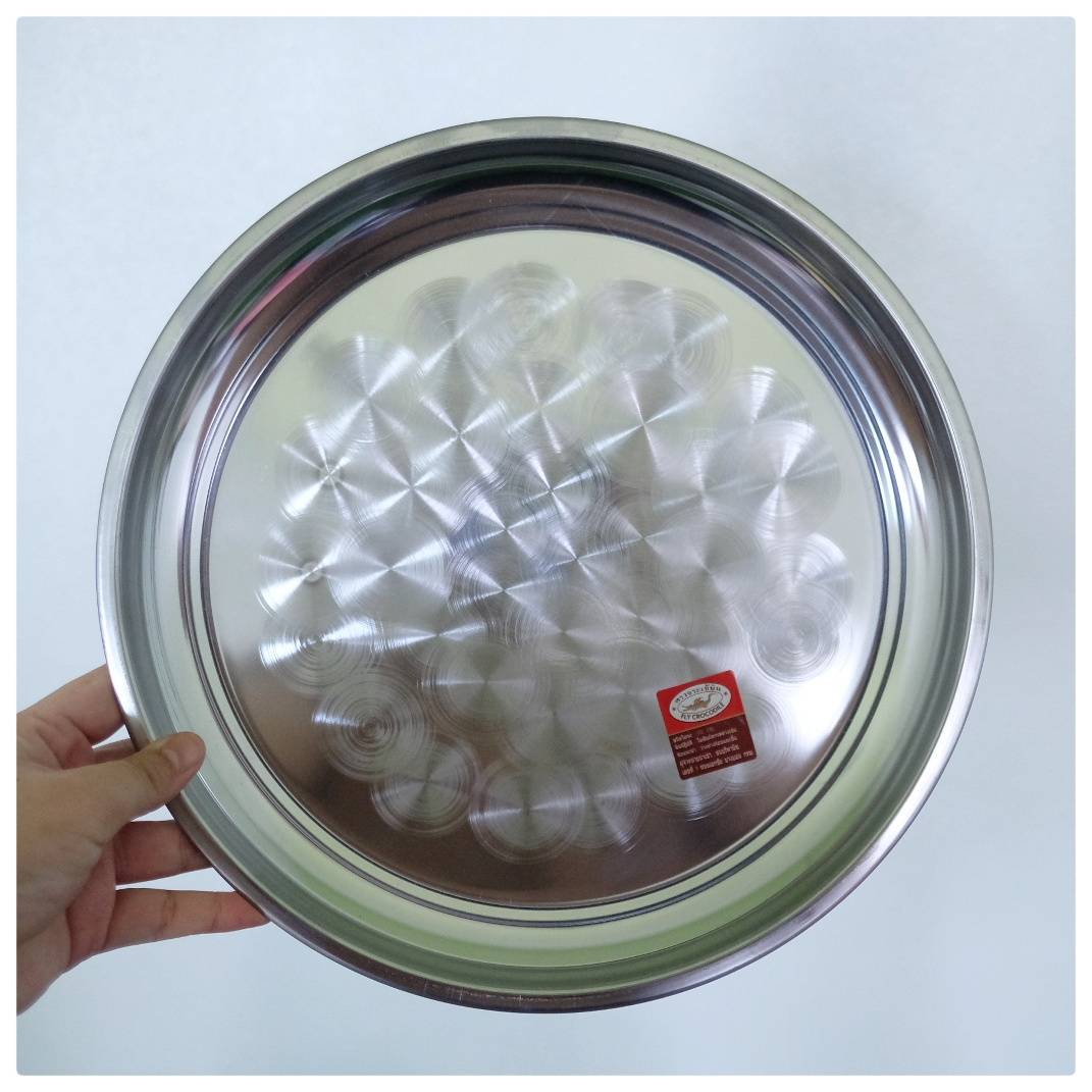 ถาดกลมเคลือบ 30 ซม.(จระเข้บิน)