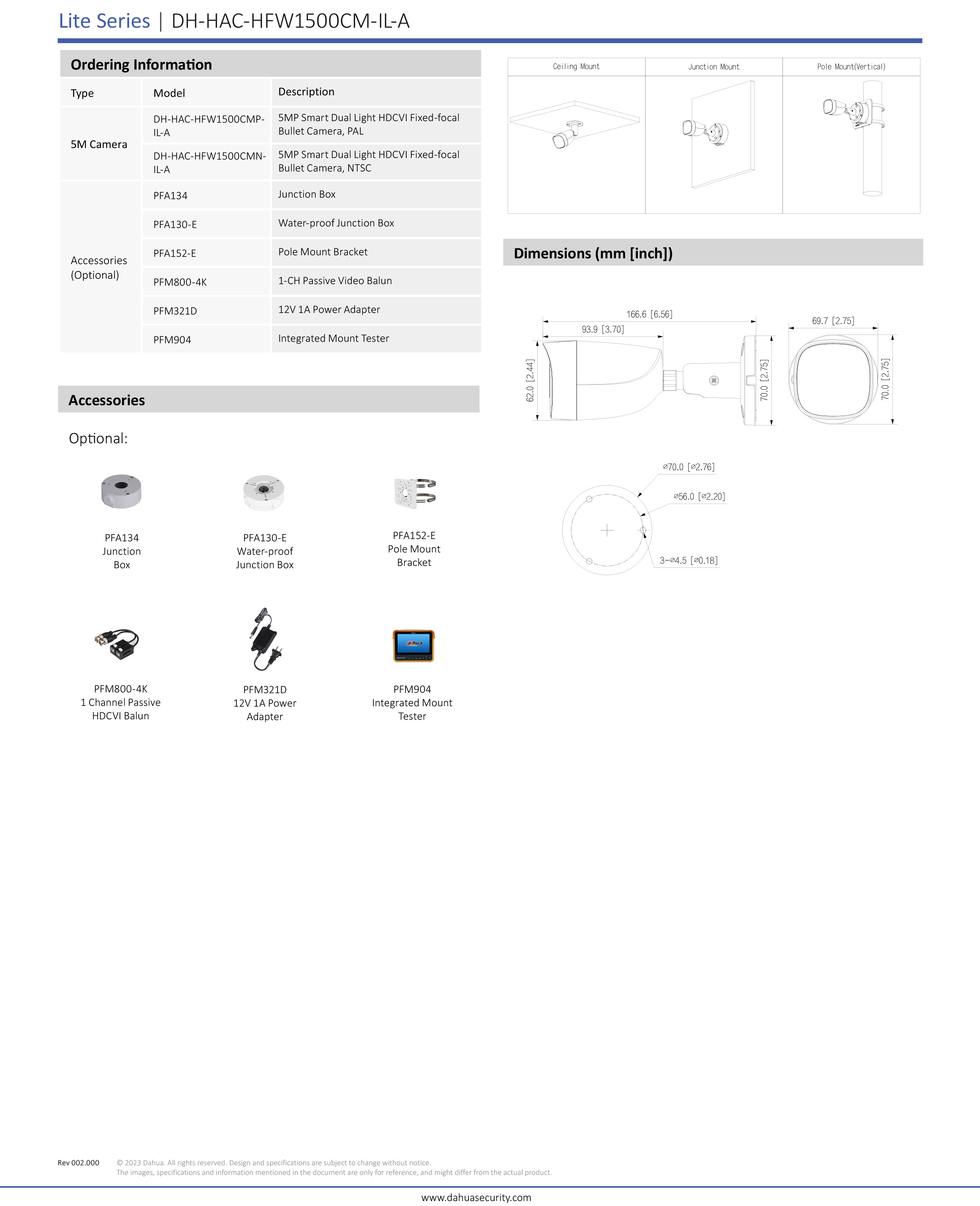 DAHUA HFW1500CMP-IL-A กล้องวงจรปิดระบบ HD 5 ล้านพิกเซล DUAL LIGHT มีไมค์ในตัว BY BILLIONAIRE SECURETECH HFW1500CMP-IL-A