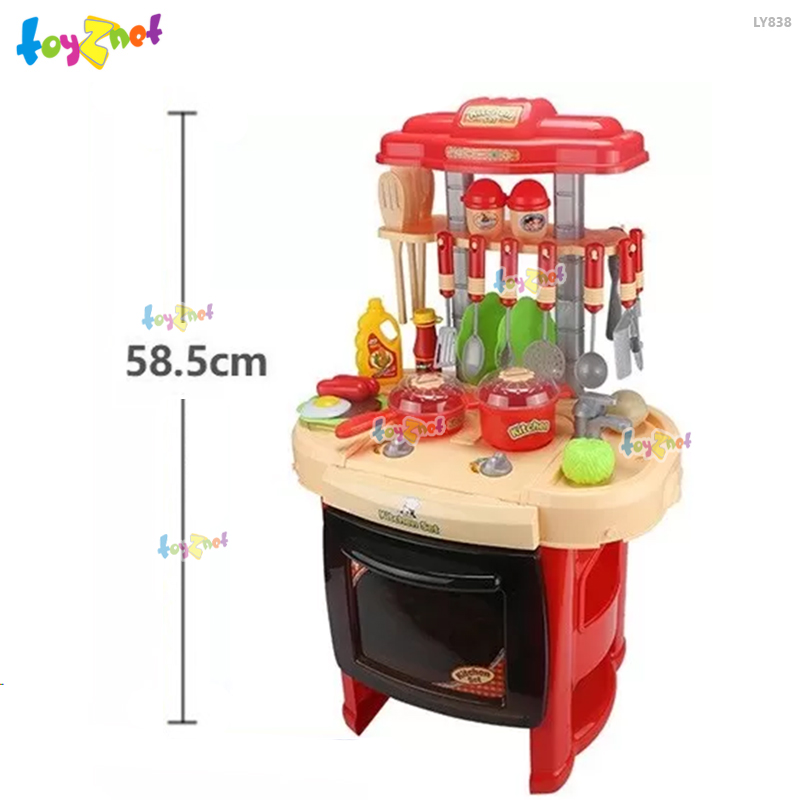 Toyznet ส่งฟรี ชุดเครื่องครัวพร้อมเตาอบ อุปกรณ์ครบชุด (สีแดง) รุ่น LY838