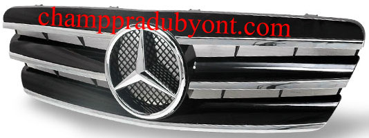 กระจังหน้า BENZ C-CLASS W203 01-07 ดำ ทรง CL โลโก้ใหญ่ (3 เส้น)