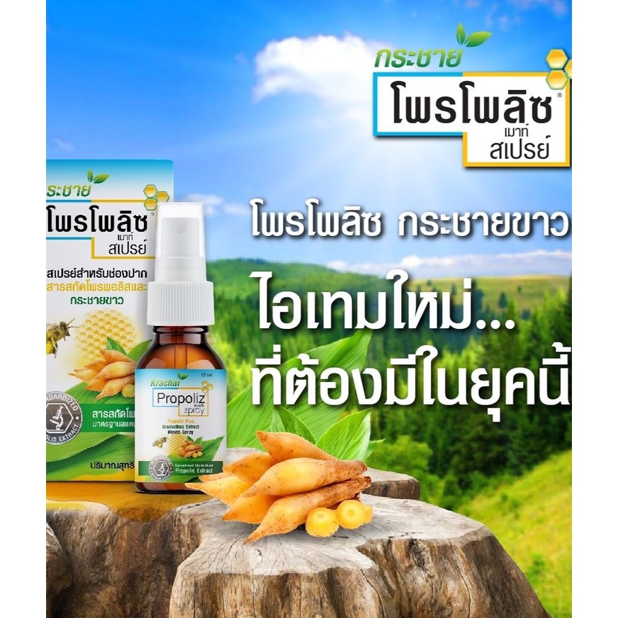 (ซื้อ3 ราคาพิเศษ) Propoliz Krachaikao Mouth Spray โพรโพลิซ สเปรย์พ่นคอผสมกระชายขาว 15 ml.