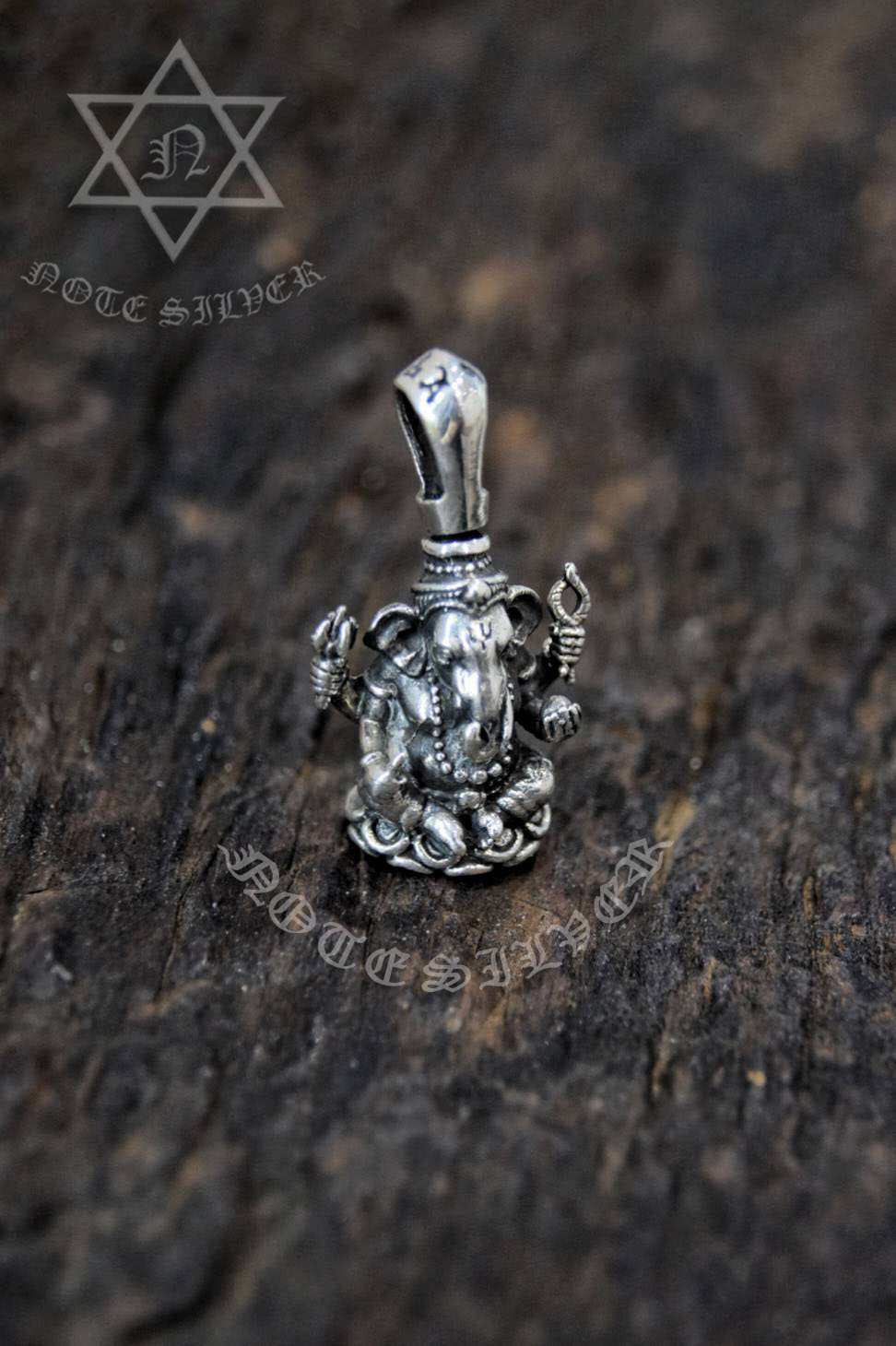 จี้เงินแท้ องค์พิฆเนศ หูหมุนได้ Sterling Silver 925 NSPD2369