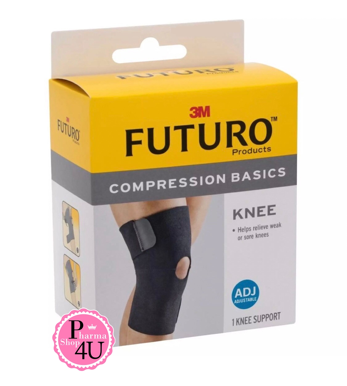 FUTURO Compression Basics Knee Support ADJ ฟูทูโร่ พยุงหัวเข่า รุ่นเบสิค ปรับกระชับได้ (กล่องสีเหลือง) 1 กล่อง/1ชิ้น