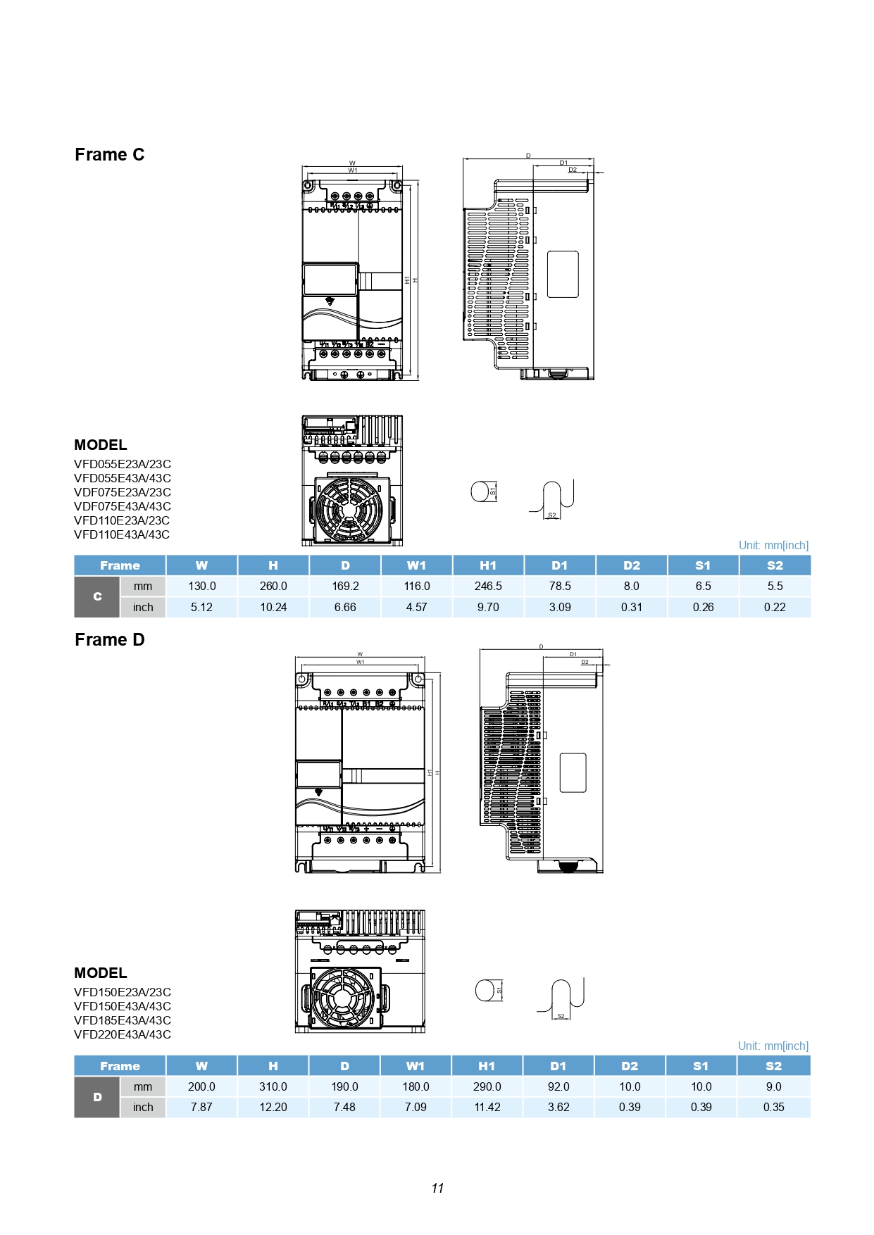 Delta inverter 5.5kw 380v VFD055E43A