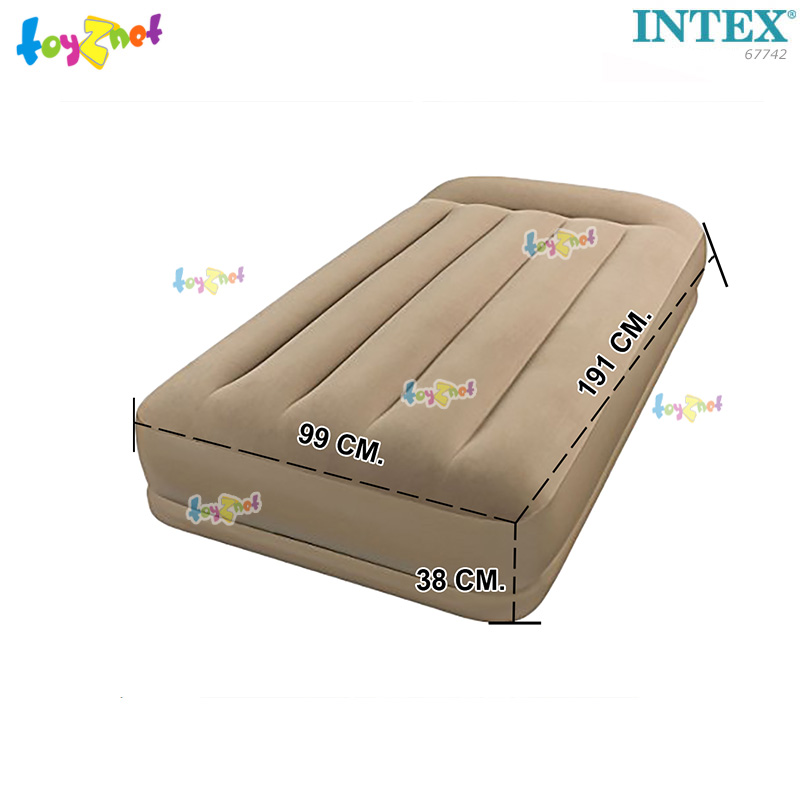 Intex Pillow Rest Mid-Rise Airbed 3.5ft (Twin) 99x191x38 cm w/Built-In Elec. Pump no.67742