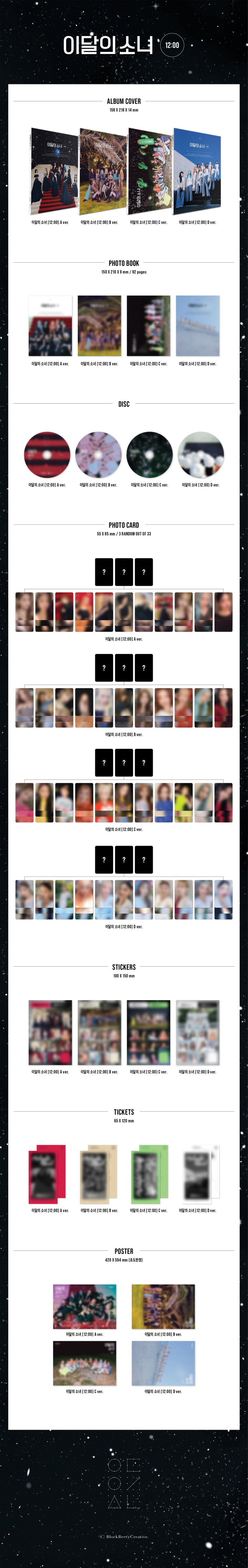 [พร้อมส่ง 1 อัลบั้ม] LOONA - 3rd Mini Album "12:00" (อัลบั้มปก A Ver. + Poster D Ver.)