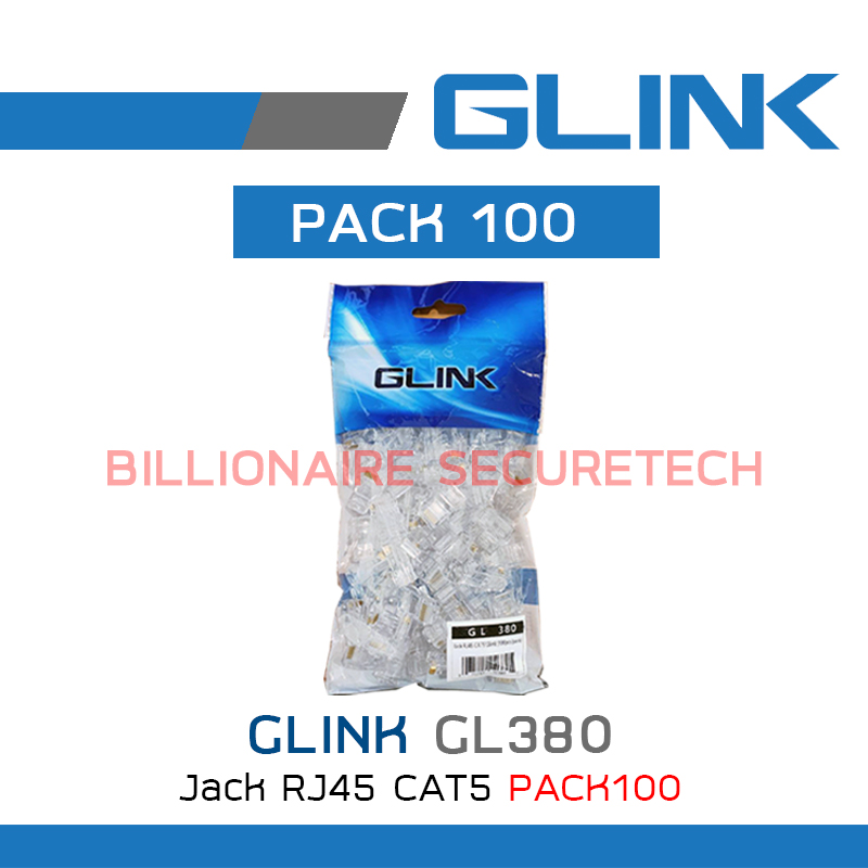 GLINK GL380 / GL-380 หัว Jack RJ45 CAT5 PACK100 BY BILLIONAIRE SECURETECH GL380