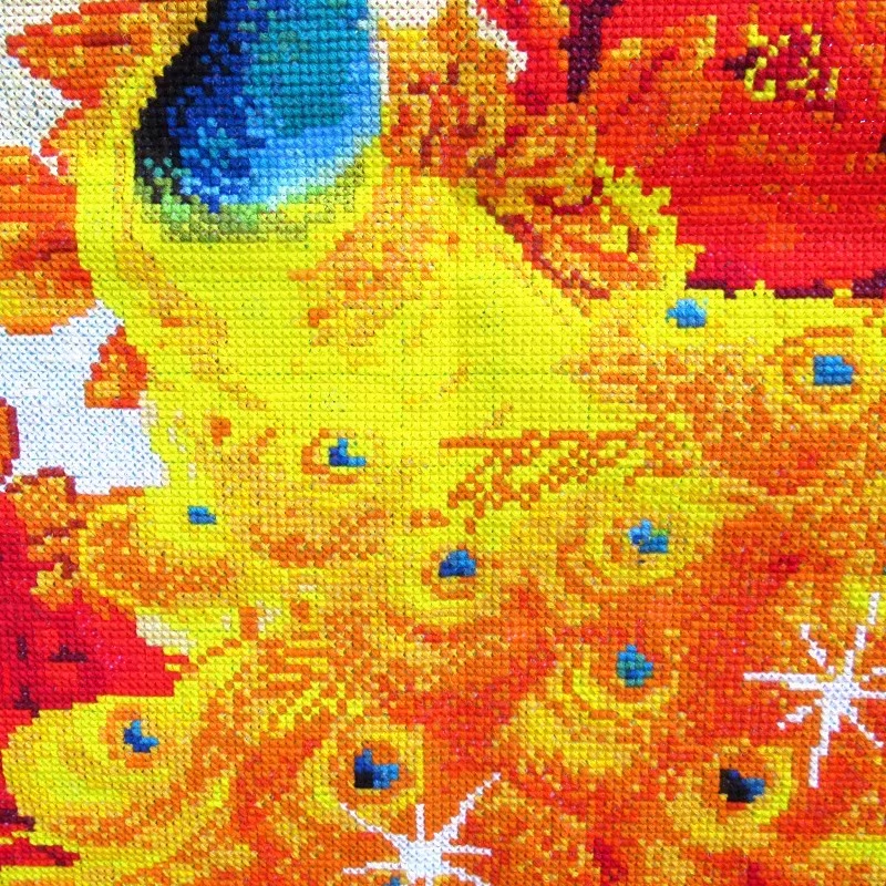 peacock-1140 *สินค้าหมด* ชุดปักครอสติส ลายนกยูงทองในสวนโบตั๋นทองคำ (ปักเต็มผืนผ้า ผ้า11CTพิมพ์ลาย ปัก 3 เส้นเล็ก) ขนาดใหญ่ 149*63 ซม.ผ้าครอสติช 11CTพิมพ์ลายปักบนผ้า ไหมคอตตอน 36 สี ผังลาย เข็ม