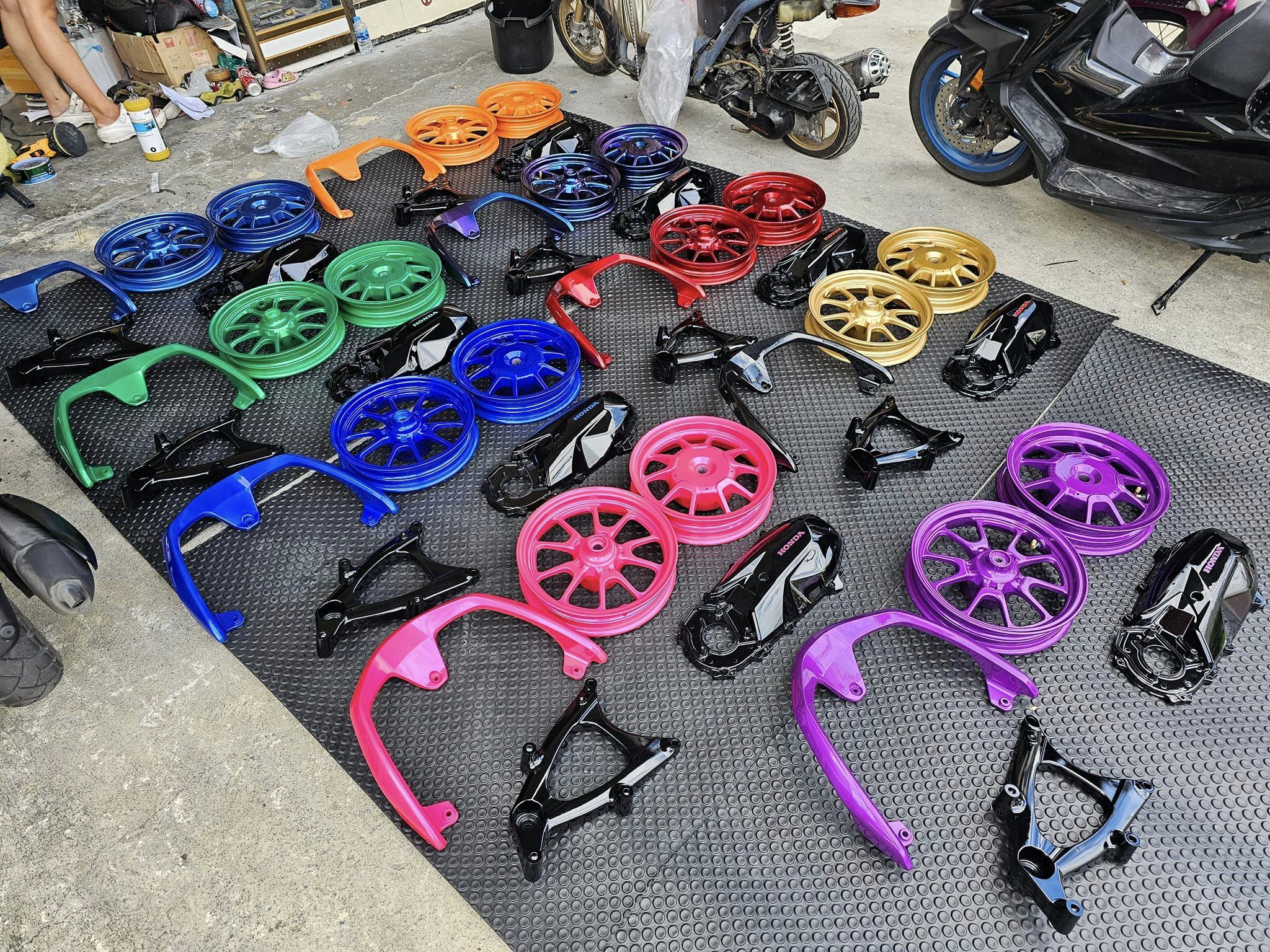 ล้อ-จับหลัง-แคร้-สวิงอาร์ม ทำสี พร้อมสับ Honda Giorno+