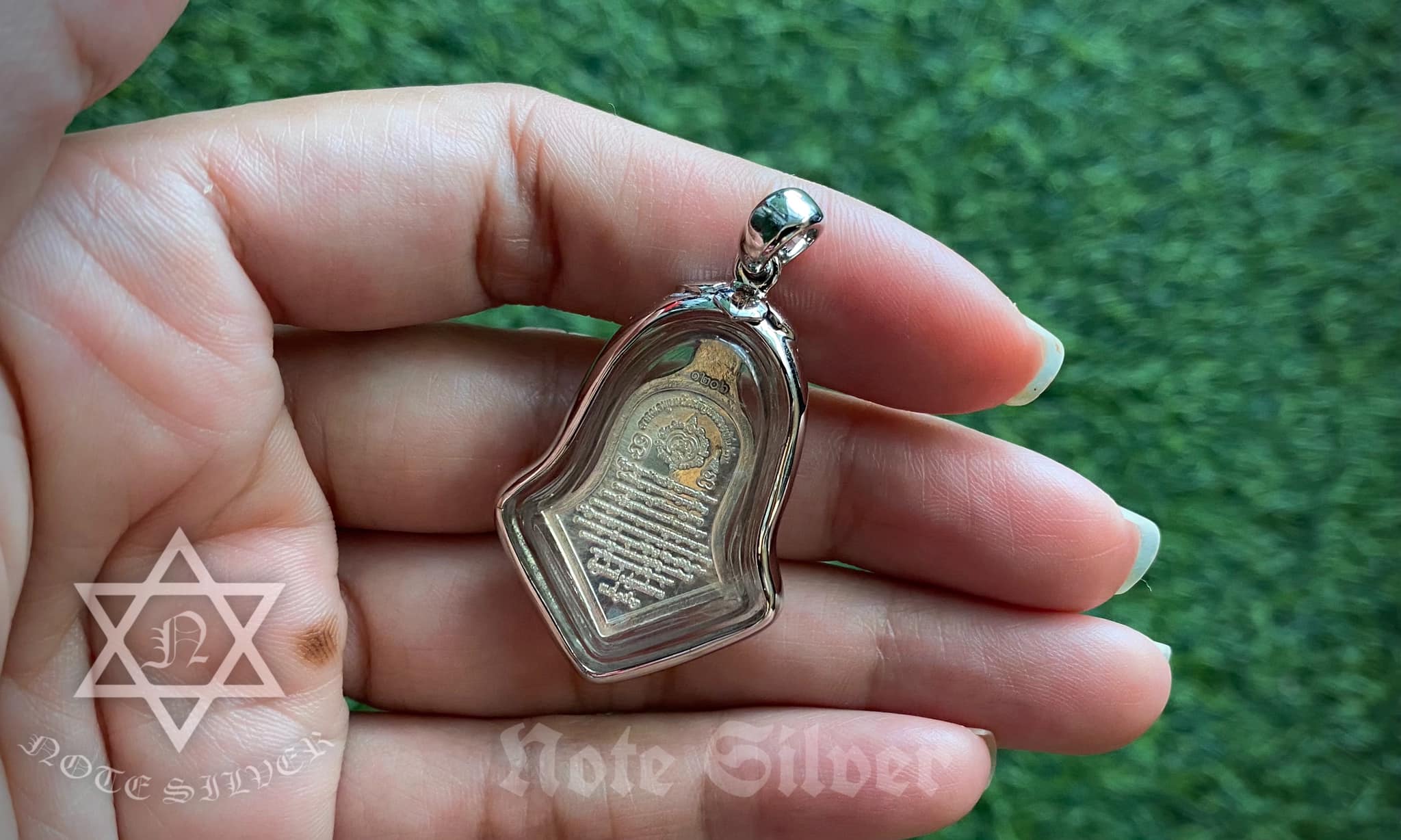 เลี่ยมกรอบพระ ผ่าหวาย ไวท์โกลด์ ทองขาว 9K White Gold