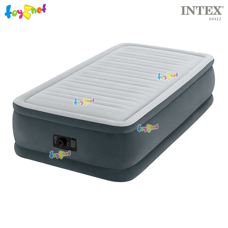 Intex Comfort-Plush Airbed 3.5ft (Twin) 0.99x1.91x0.46 m w/Built-in Elec. Air Pump no.64412