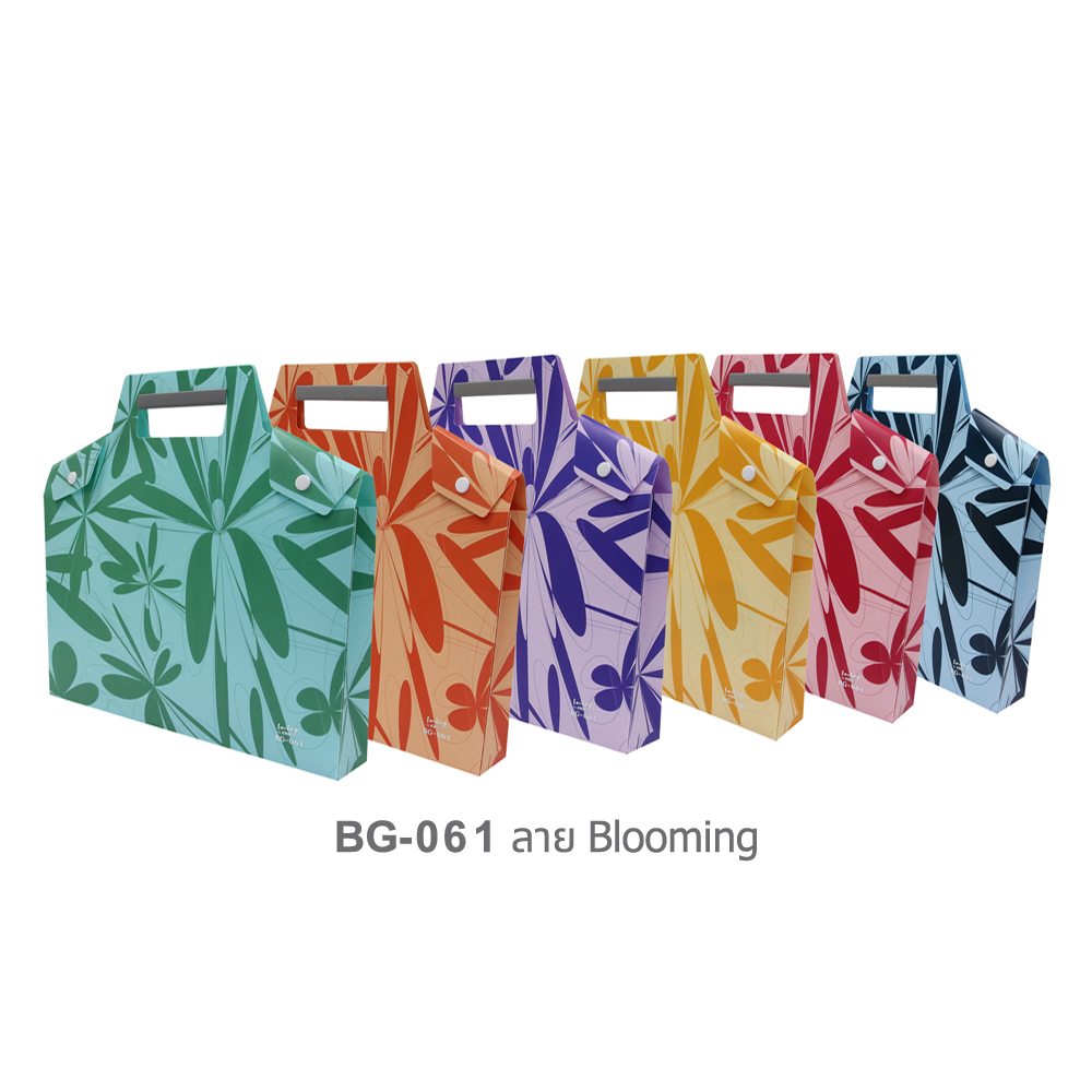 กระเป๋าพลาสติกใส่เอกสาร A4 อินสไตล์แบ็ก BG-061 คละสี ลาย Blooming