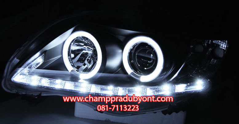 ไฟหน้าโปรเจคเตอร์ TOYOTA ALTIS 2008-2010 ขาว วงแหวน LED ยาว