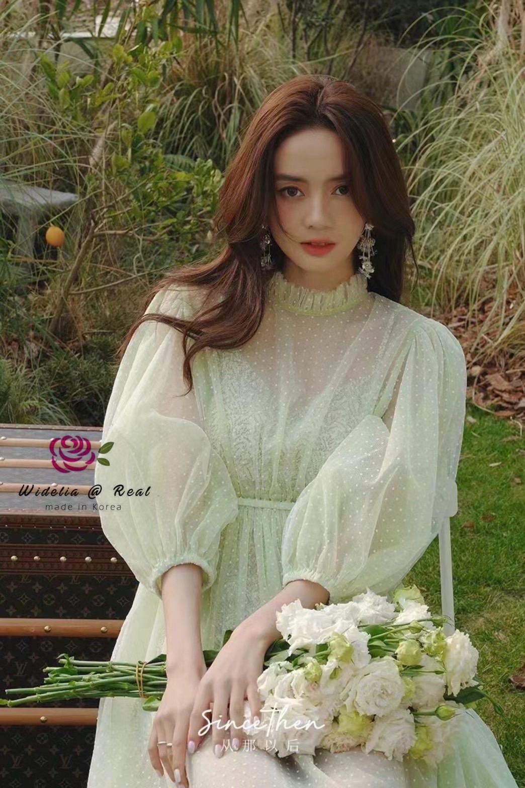 Dress เดรสตัวยาวแขนพองแสนสวย คุณขารุ่นนี้เนื้อผ้าโครตดี