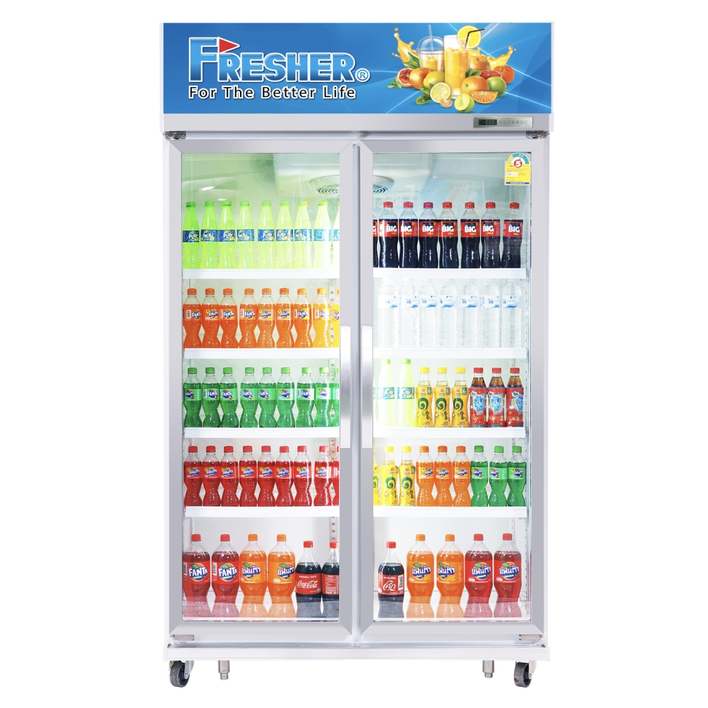 ตู้แช่เครืองดื่ม 2 ประตู Fresher ขนาด 780ลิตร ตู้แช่มินิมาร์ท FR-2DWV5(27.6Q) กระจก Low-E 2 ชั้น ขนาด 1100x650x2000มม
