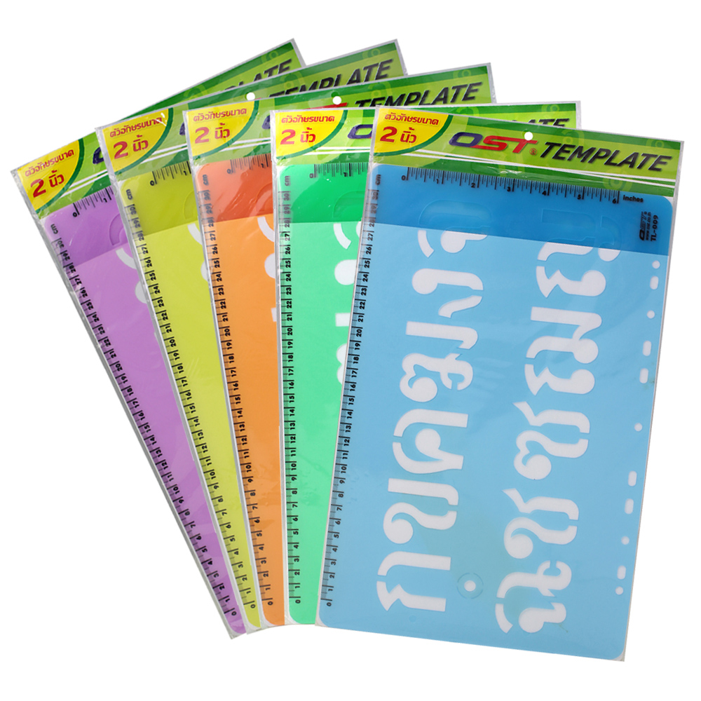 2 inch Thai Alphabet and Numbered Template Rulers