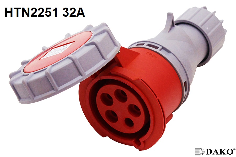 HTN2251 ปลั๊กตัวเมียกลางทาง 3P+N+E 32A 400V IP67 6h