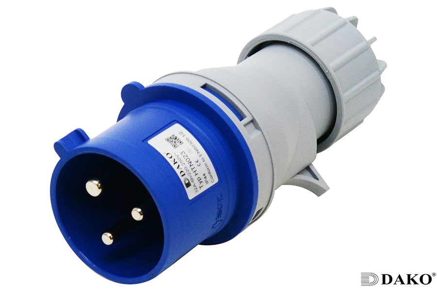 HTN 023 ปลั๊กตัวผู้กลางทาง 2P+E 32A 230V IP44 6h