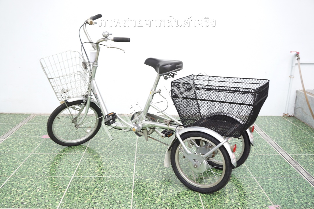 จักรยานสามล้อญี่ปุ่น - ล้อ 18/16 นิ้ว - มีเกียร์ - อลูมิเนียม - Bridgestone - สีเงิน [จักรยานมือสอง]