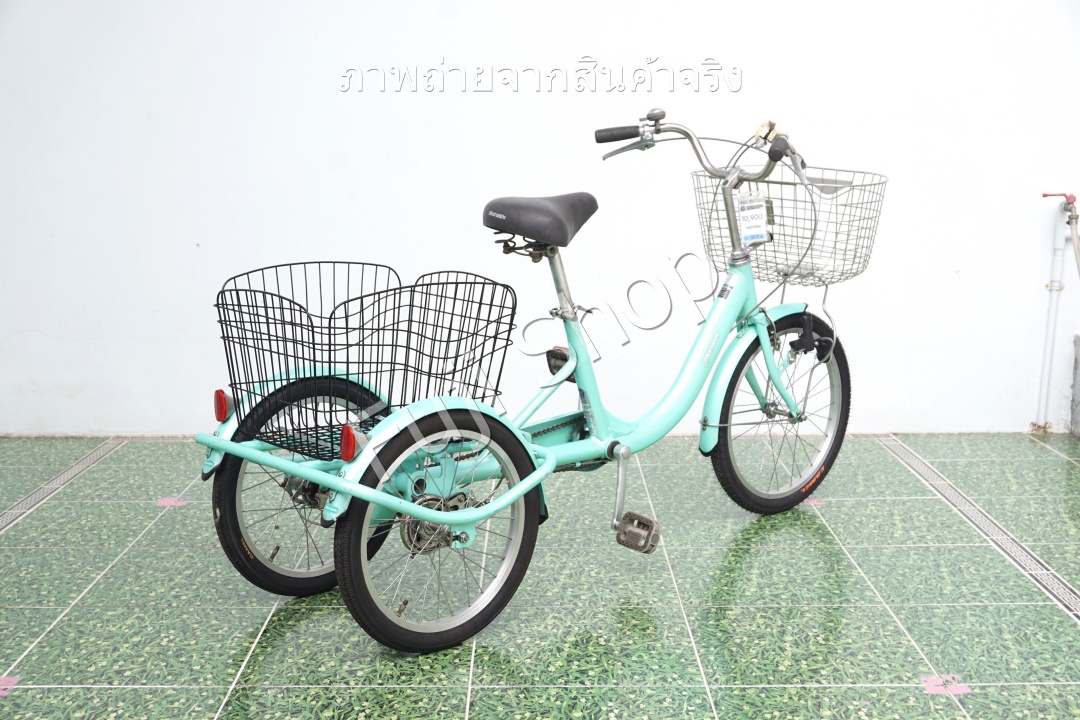 จักรยานสามล้อญี่ปุ่น - ล้อ 20/18 นิ้ว - มีเกียร์ - อลูมิเนียม - Maruishi - สีเขียว [จักรยานมือสอง]