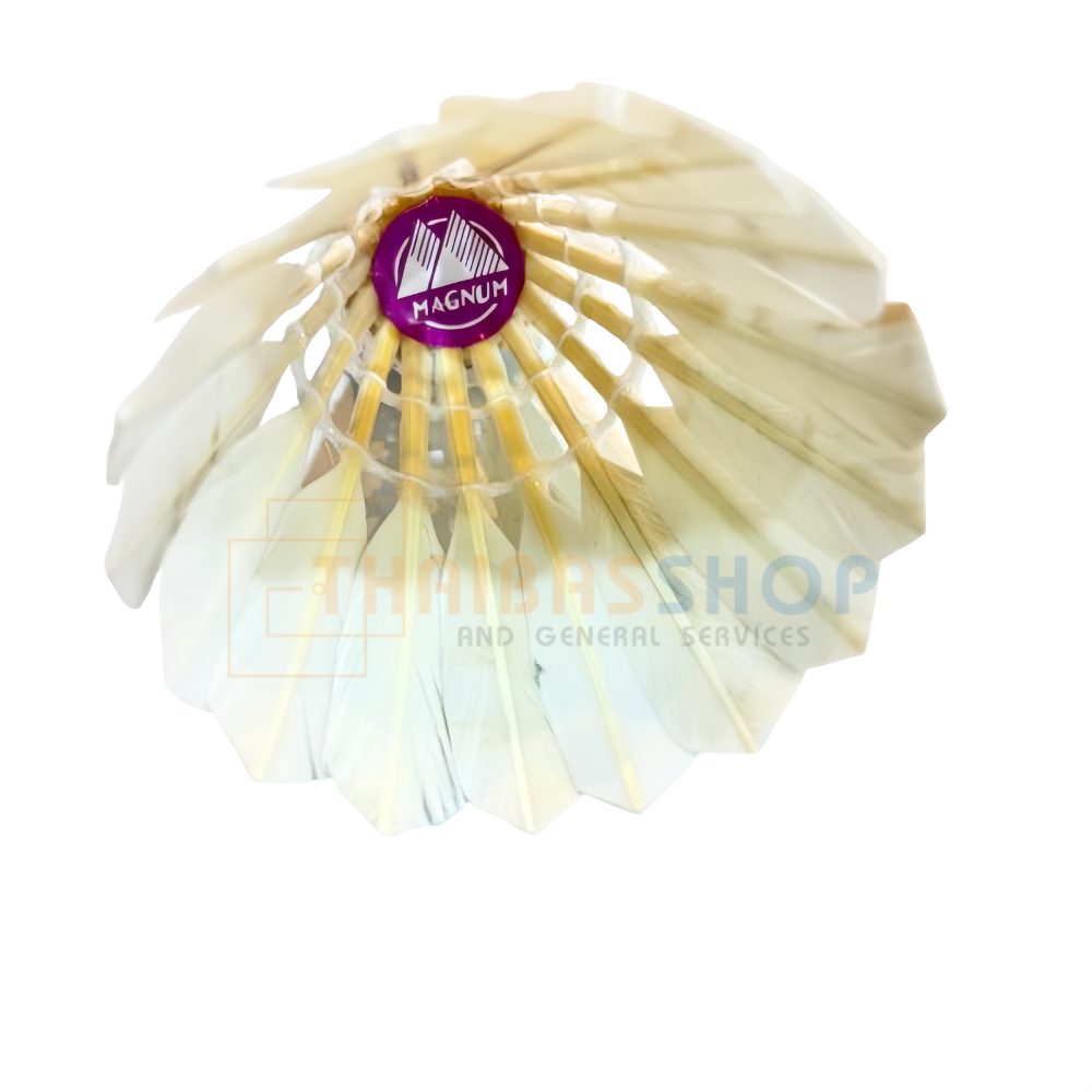 (ของแท้ 100%) ลูกแบดมินตันMagnum หลอดสีม่วง ลูกขนไก่ ลูกแบด บรรจุ 12 ลูก สีขาว