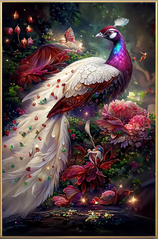 peacock-1120 *สินค้าหมด* ชุดปักครอสติช ลายนกยูงขาว (ปักเต็มผืนผ้า ไม่มีเดินเส้น ผ้า11CTพิมพ์ลาย ปัก 3 เส้นเล็ก) ขนาด 50*73 ซม.ผ้าครอสติช 11CTพิมพ์ลายปักบนผ้า ไหมคอตตอน 40 สี ผังลาย เข็ม