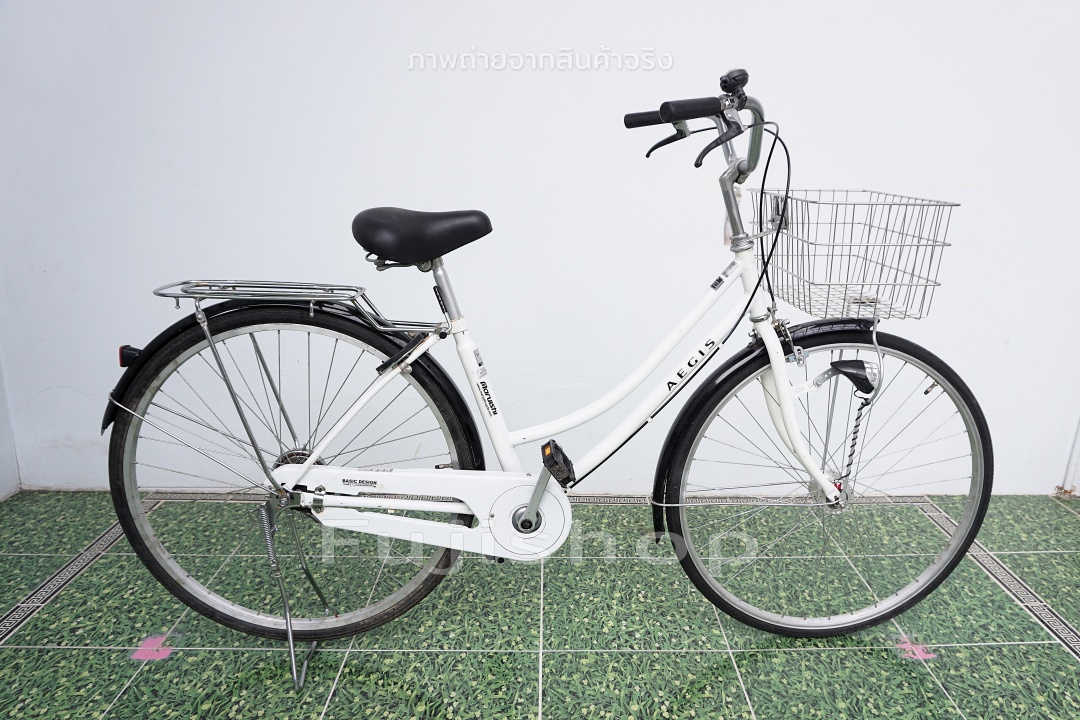จักรยานแม่บ้านญี่ปุ่น - ล้อ 27 นิ้ว - ไม่มีเกียร์ - ไฟหน้าอัตโนมัติ - Maruishi - สีขาว [จักรยานมือสอง]