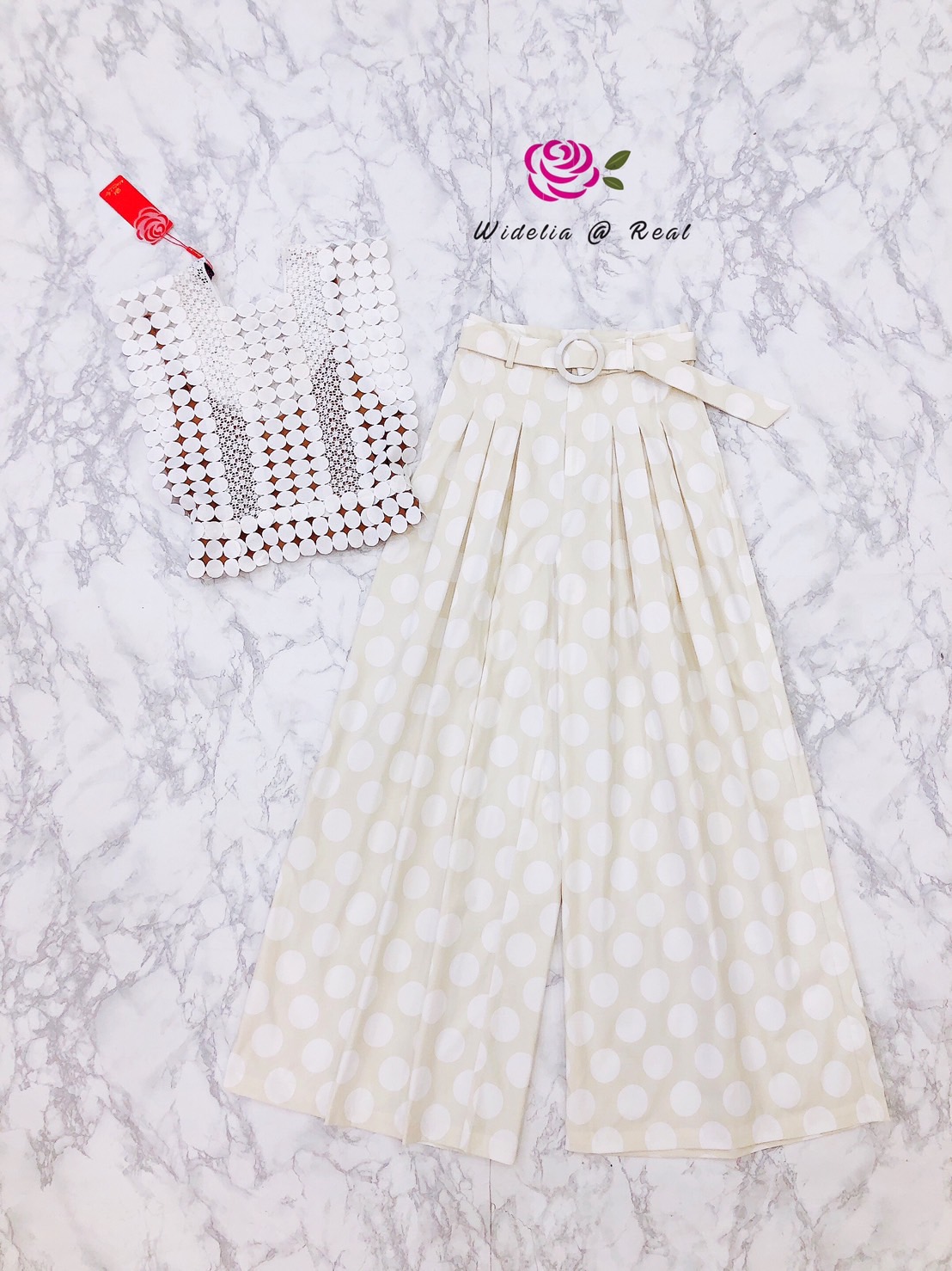 Janesuda Set เซ็ทเสื้อแขนกุดกับกางเกงขาบานยาวแสนสวย
