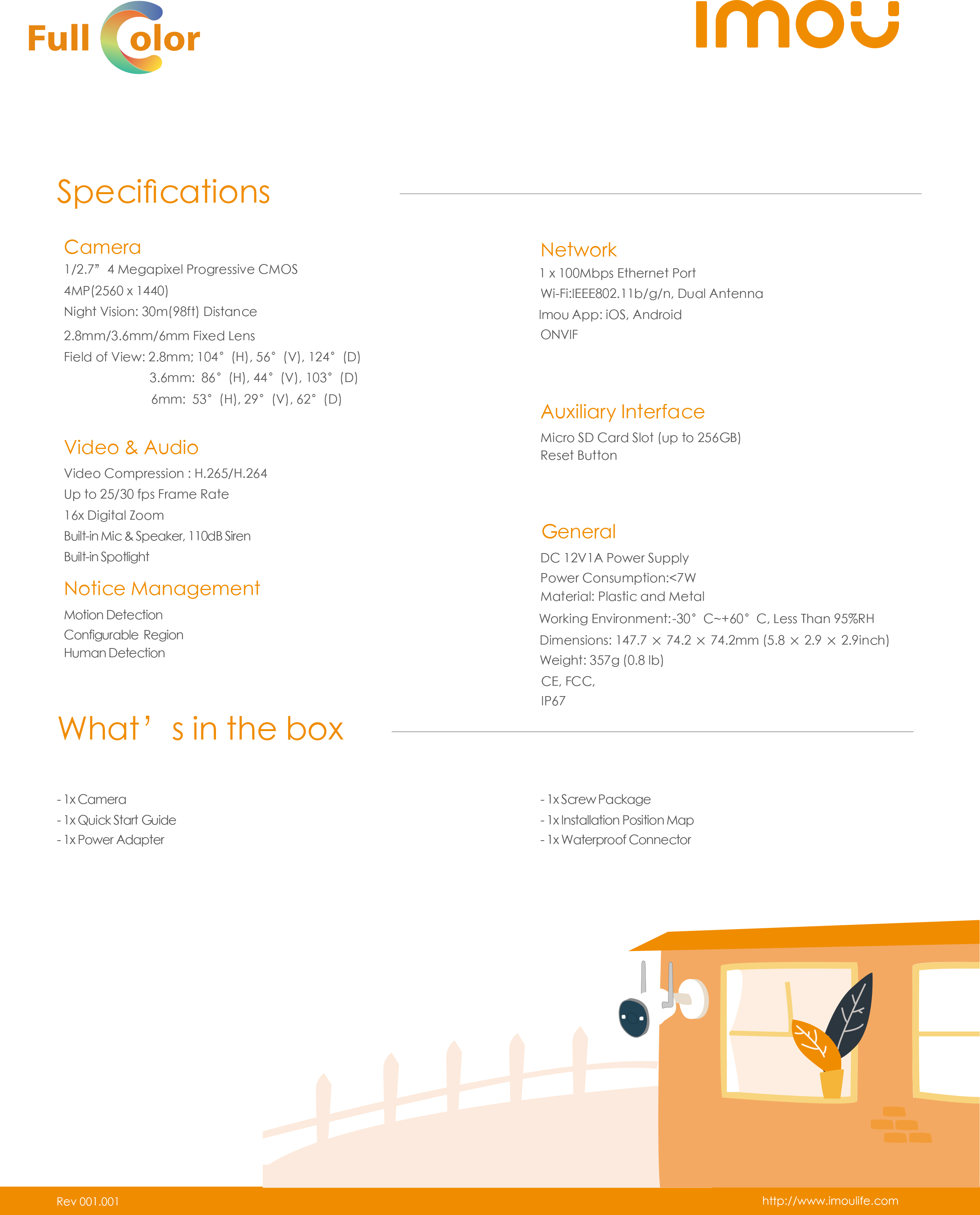 IMOU IPC-F42FEP-D BULLET 2 กล้องวงจรปิดระบบ IP WIFI ความละเอียด 4 ล้านพิกเซล ภาพสี 24 ชม. มีไมค์และลำโพงในตัว BY BILLIONAIRE SECURETECH IPC-F42FEP-D