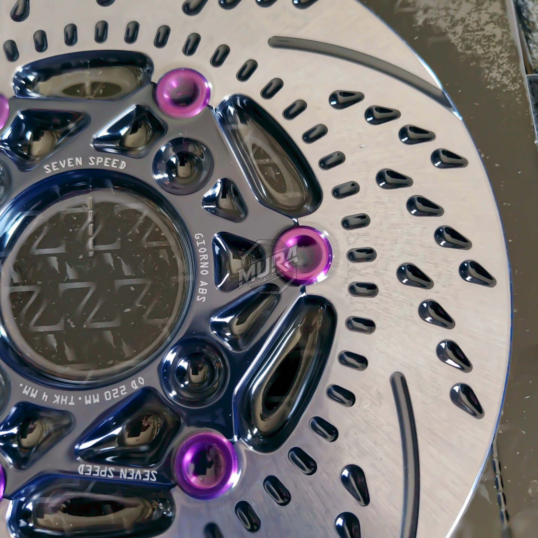 จานหน้า Seven-Speed ไส้ดำหมุดสีมี 7 สี รุ่น Giorno+ ABS ขนาดจาน 220mm.[เท่าเดิม] 🛒2200.-
