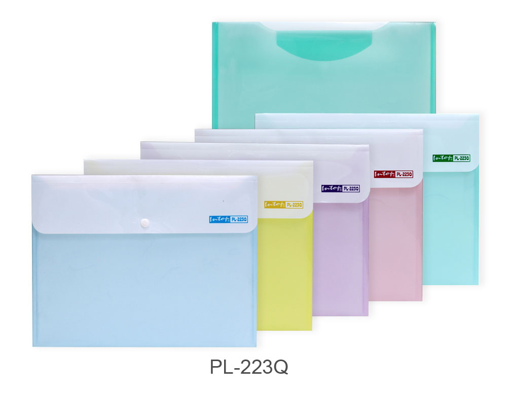 ซองกระดุม A4 แนวนอน เพิ่มช่องใส่เอกสาร PL-223Q สีใส