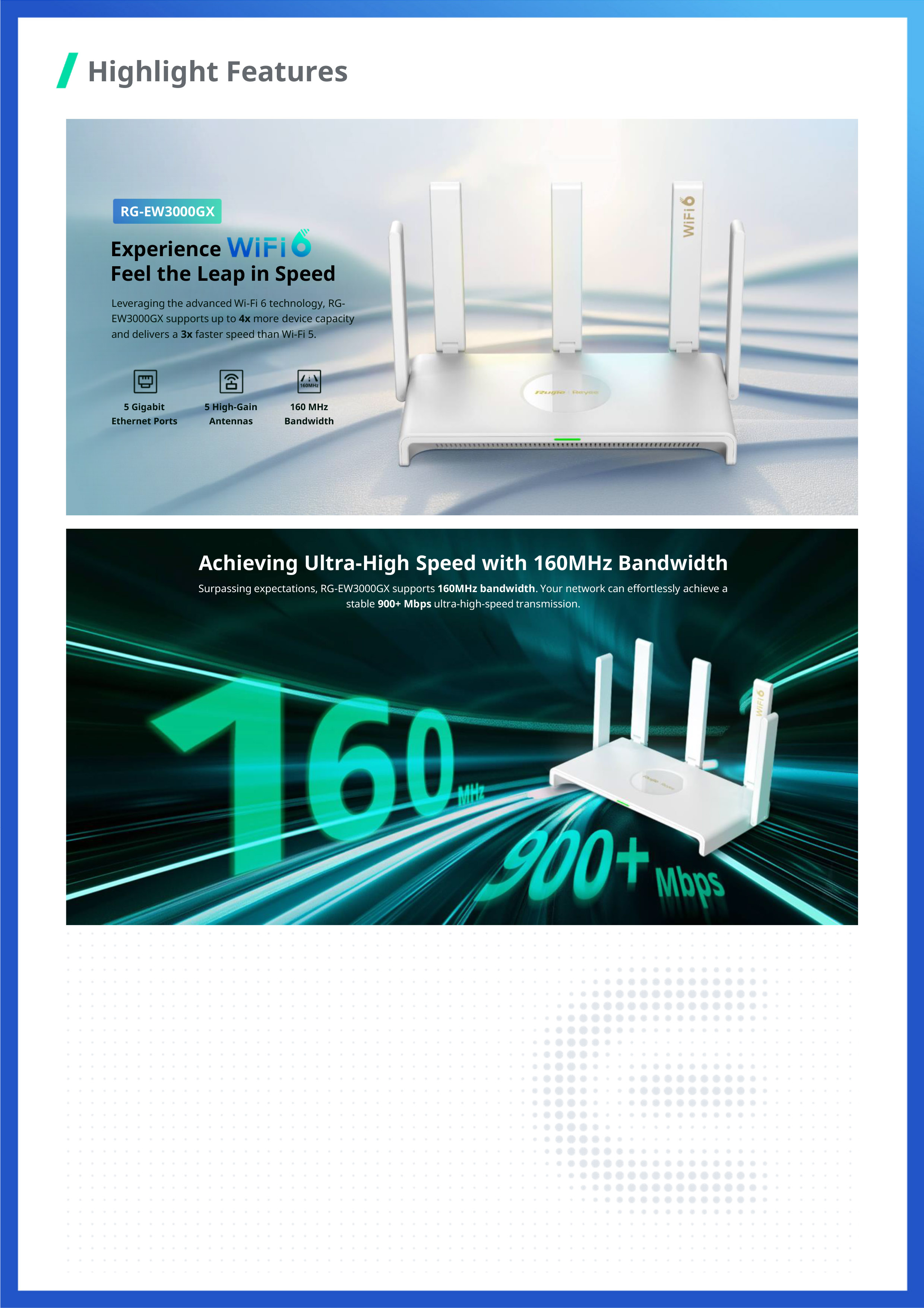 RUIJIE RG-EW3000GX CLOUD ROUTER Wi-Fi 6, 3000Mbps, Dual-WAN, Dual Band 2.4/5GHz BY BILLIONAIRE SECURETECH RG-EW3000GX