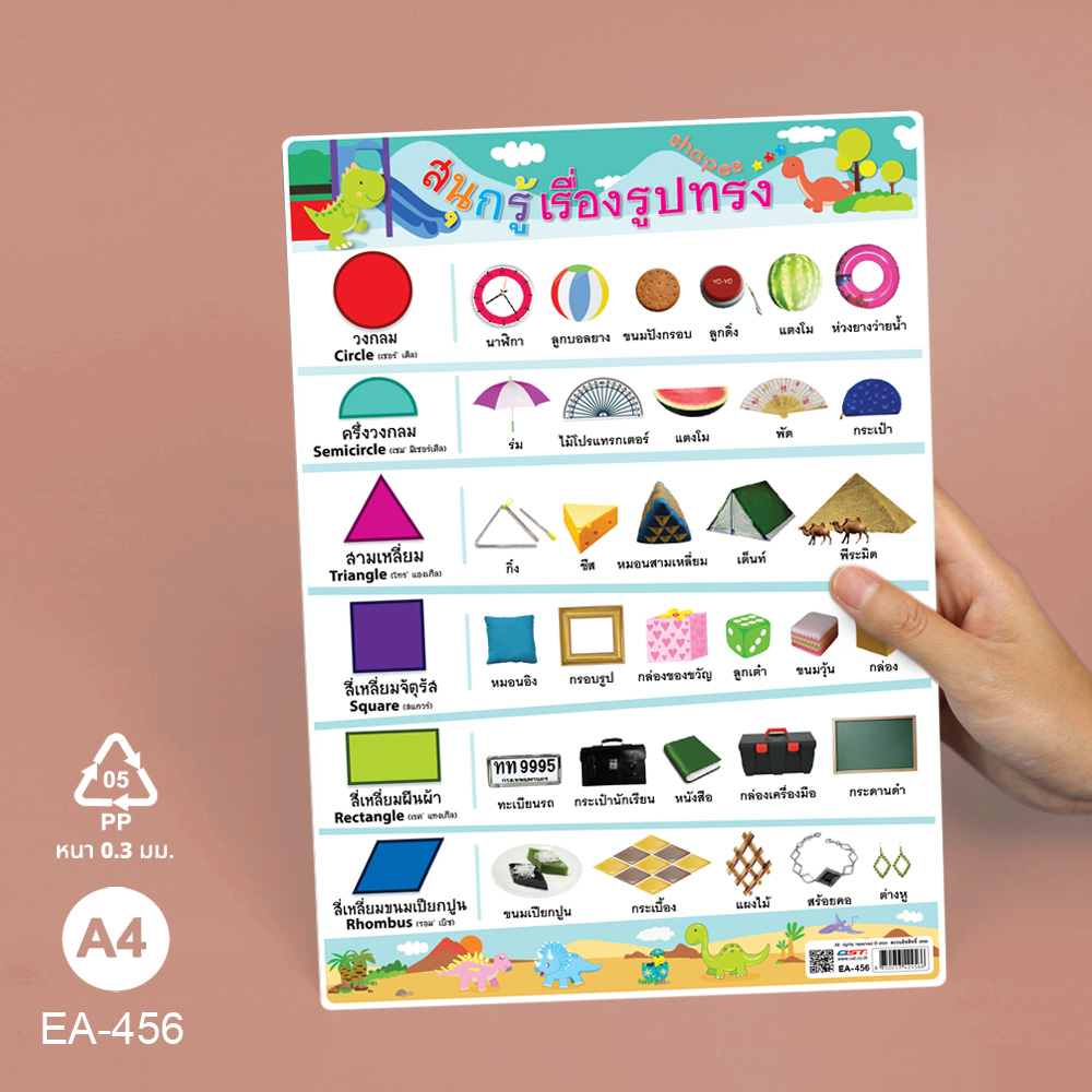 โปสเตอร์ความรู้ สนุกรู้เรื่องรูปทรง ขนาดA4 EA-456