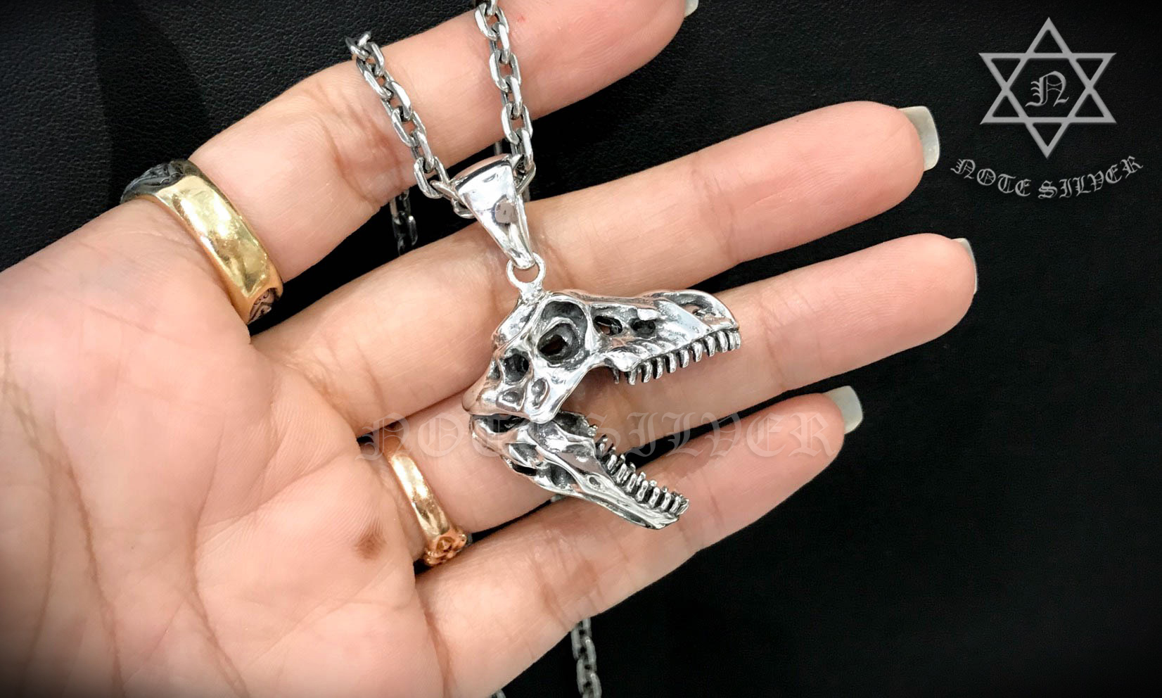 จี้เงินแท้ ลายกระโหลกไดโนเสาร์ Sterling Silver 925 NSPD2438