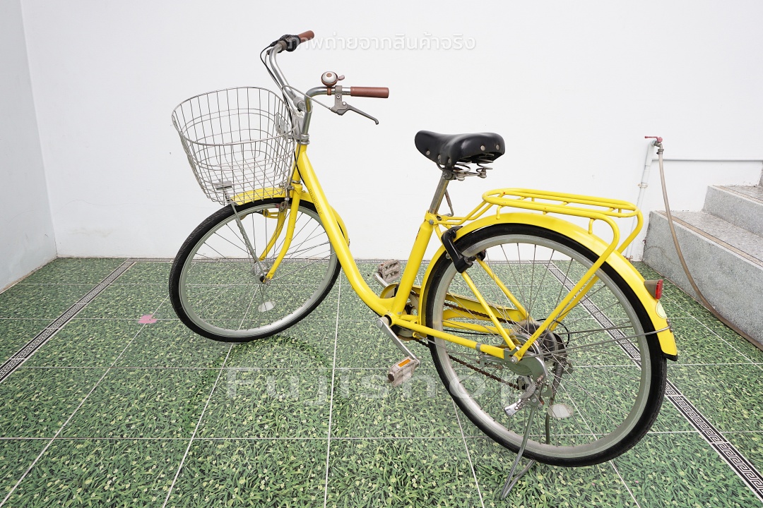 จักรยานแม่บ้านญี่ปุ่น - ล้อ 26 นิ้ว - เกียร์ 6 สปีด - ไฟหน้าอัตโนมัติ - สีเหลือง [จักรยานมือสอง]