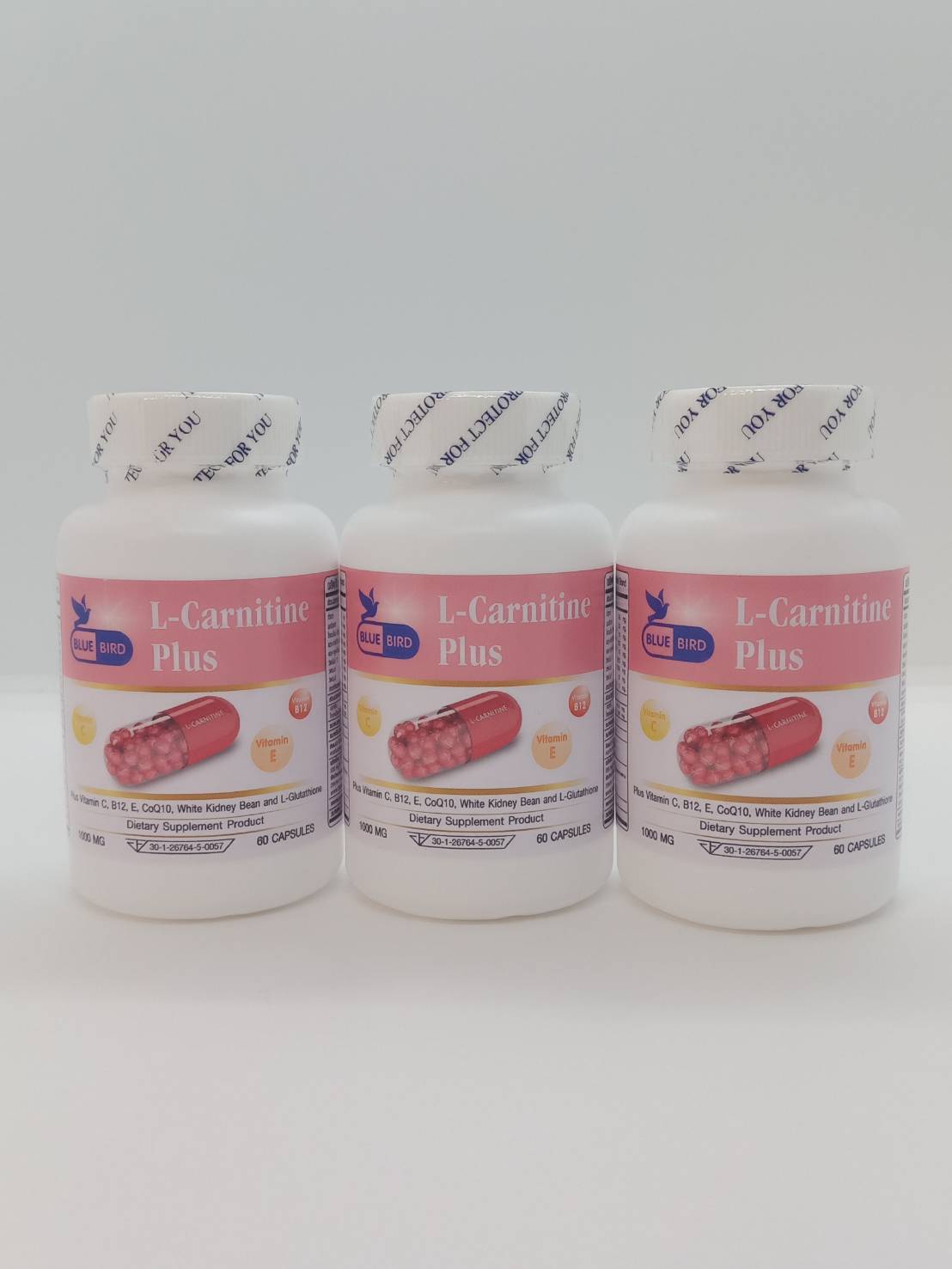 แอลคาร์นิทีน พลัส L-Carnitine Plus ตรา บลูเบิร์ด ขนาด 1000 มิลลิกรัม 60 แคปซูล