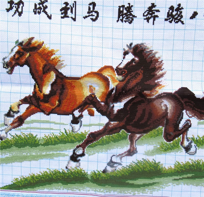 maa-1110 *สินค้าหมด* ชุดปักครอสติช ลาย 8 อาชา (ผ้า 11CTพิมพ์ลาย ปัก 3 เส้นเล็ก) ขนาด 115*43 ซม.ผ้าครอติช 11CTพิมพ์ลายปักบนผ้า ไหมคอตตอน 40 สี ผังลาย เข็ม