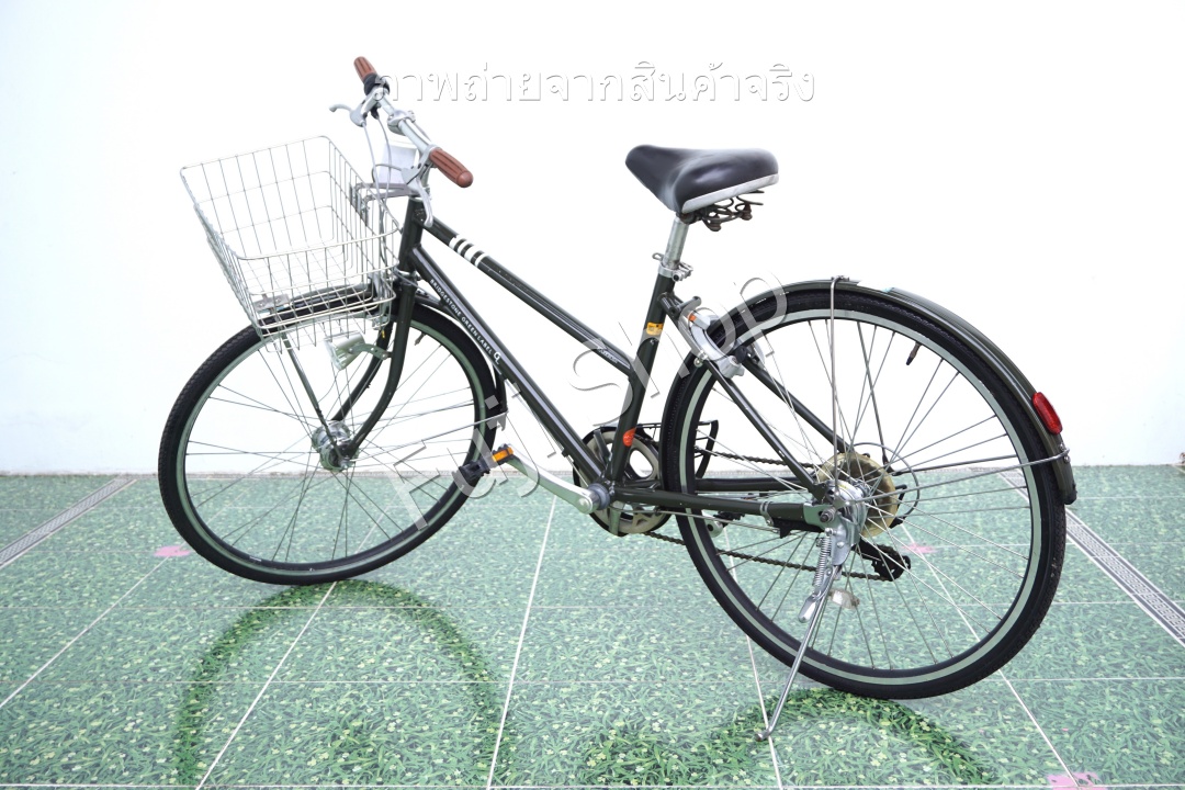 จักรยานแม่บ้านญี่ปุ่น - ล้อ 26 นิ้ว - เกียร์ 6 สปีด - อลูมิเนียม -ไฟหน้าอัตโนมัติ - Bridgestone Green Label - สีเขียว [จักรยานมือสอง]
