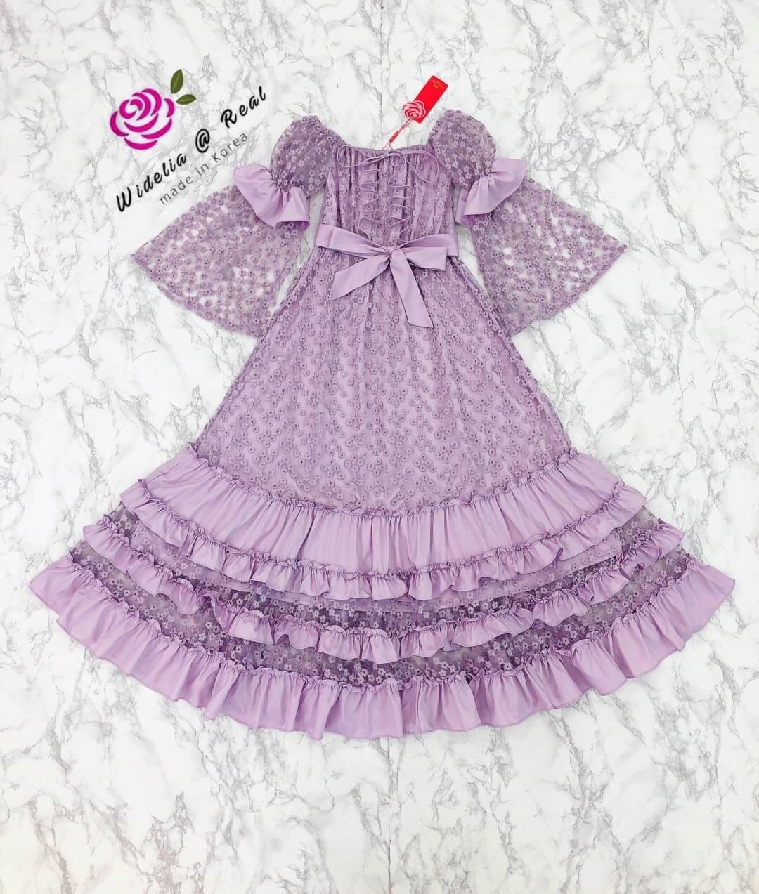 Korea Maxi Dress แม็กซี่เดรสแสนสวย [ม่วง]