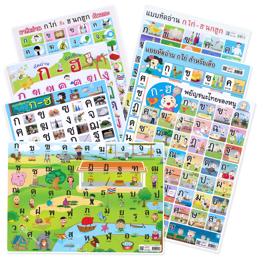 Learning Thai Alphabets Plastic Posters A4 Size